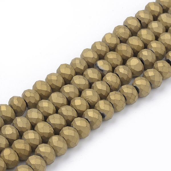 

PandaHall Electroplate Glass Beads Strands, Faceted, Matte Style, Rondelle, Goldenrod, 4mm, Hole: 1mm, about 150pcs/strand, 18.9 inch Glass..., Gold