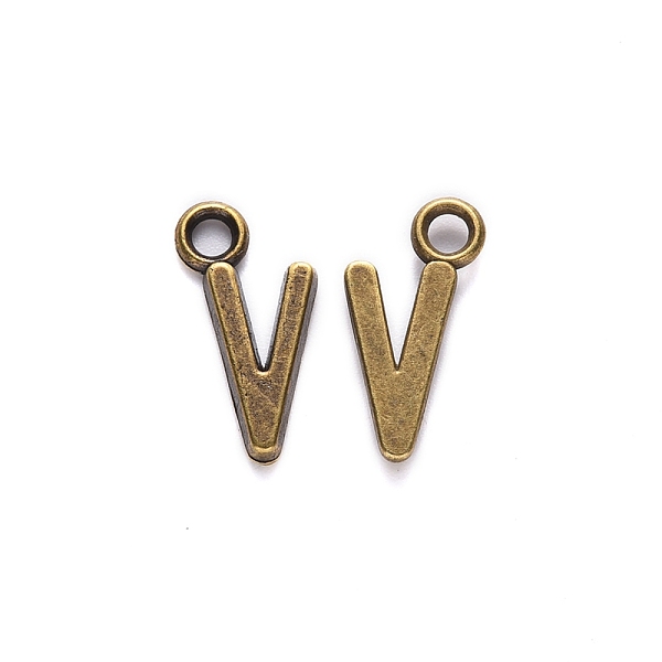 

PandaHall Tibetan Style Alloy Pendants, Cadmium Free & Nickel Free & Lead Free, Letter V, V: 16x8.5x2mm, Hole: 2mm Alloy Letter