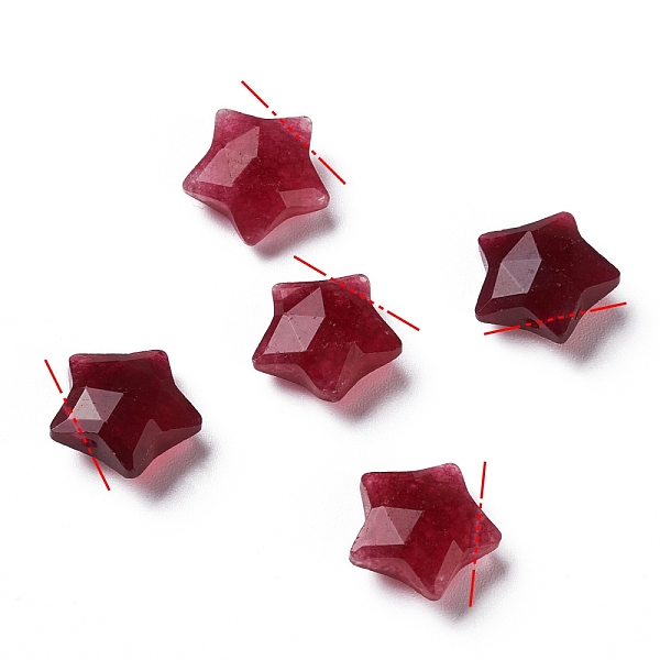 

PandaHall Natural Red Jade Charms, Star, Faceted, 13~13.5x14~14.5x6~6.5mm, Hole: 0.8mm Jade Star