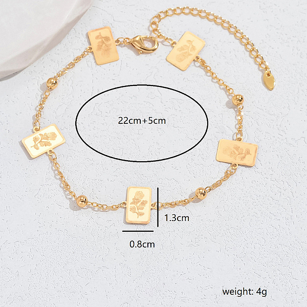 

PandaHall Brass Rose Chain Ankletsts for Women Brass