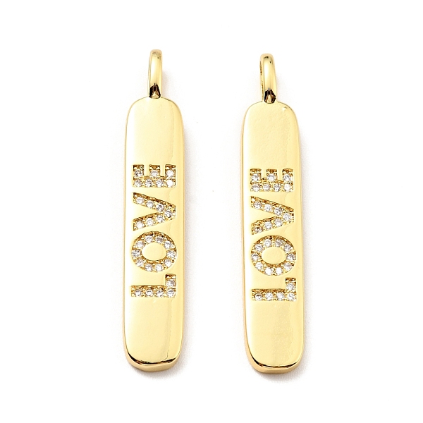 

PandaHall Brass Micro Pave Clear Cubic Zirconia Pendants, Cadmium Free & Lead Free, Oval with Word Love, Real 18K Gold Plated, 38x6.5x2.5mm...