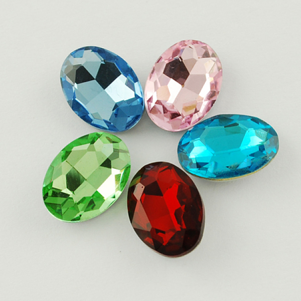 

PandaHall Glass Pointed Back Rhinestone, Back Plated, Faceted, Oval, Mixed Color, 13x18x5mm Glass Rhinestone Oval Multicolor