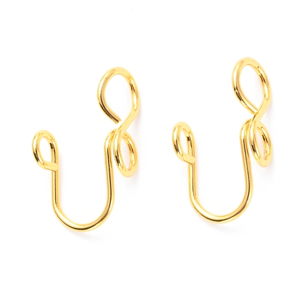 

PandaHall Brass Nose Rings, Nose Cuff Non Piercing, Clip on Nose Ring for Women Men, Number 8 Shape, Golden, 17x6x8.5mm, Hole: 1.5mm Brass