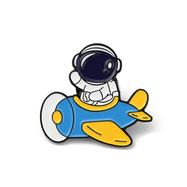 

PandaHall Spaceman on Plane Enamel Pin, Astronaut Alloy Enamel Brooch for Backpack Clothes, Electrophoresis Black, Blue, 25x28x1.6mm, Pin...