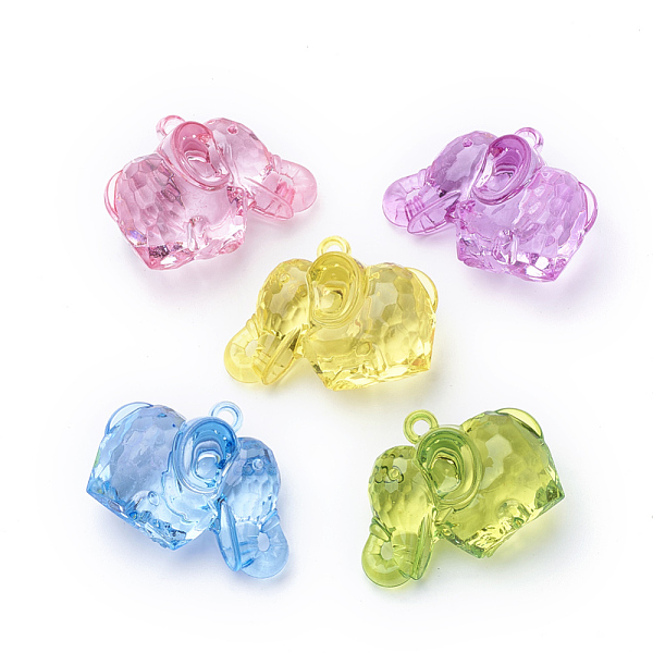 

PandaHall Transparent Acrylic Pendants, Elephant, Mixed Color, 32x44x23mm, Hole: 3mm, about 45pcs/500g Acrylic Elephant Multicolor