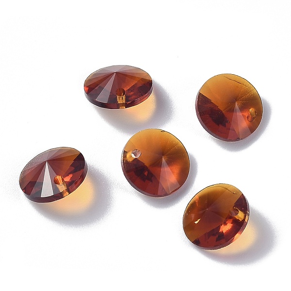 

PandaHall Glass Charms, Faceted, Cone, Sienna, 14x7mm, Hole: 1mm Glass Cone Brown