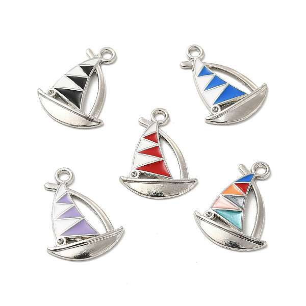 

PandaHall Alloy Enamel Pendant Rhinestone Settings, Sailboat, Platinum, Mixed Color, Fit for 1mm Rhinestone, 21.5x16.5x2mm, Hole: 1.6mm..., Multicolor