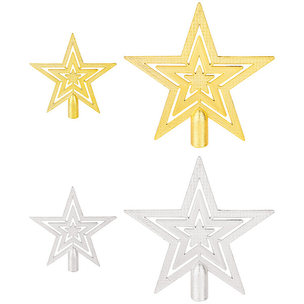 

PandaHall AHADERMAKER 4Pcs 4 Style Plastic Christmas Treetop Star Ornament, for Christmas Tree Decorations, Mixed Color..., Multicolor
