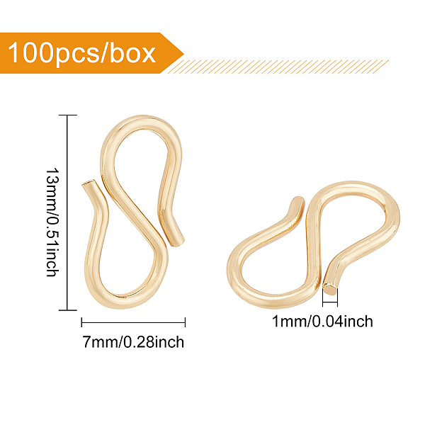 Benecreat 100 個 18K リアルゴールドメッキ S フッククラスプ