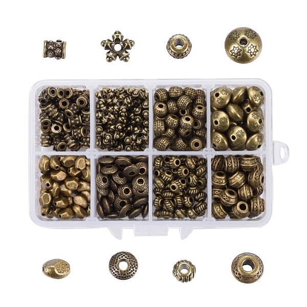 

PandaHall Tibetan Style Alloy Spacer Beads, Flat Round & Column & Rondelle & Flower & Barrel & Bicone, Antique Bronze, Plastic Boxes...