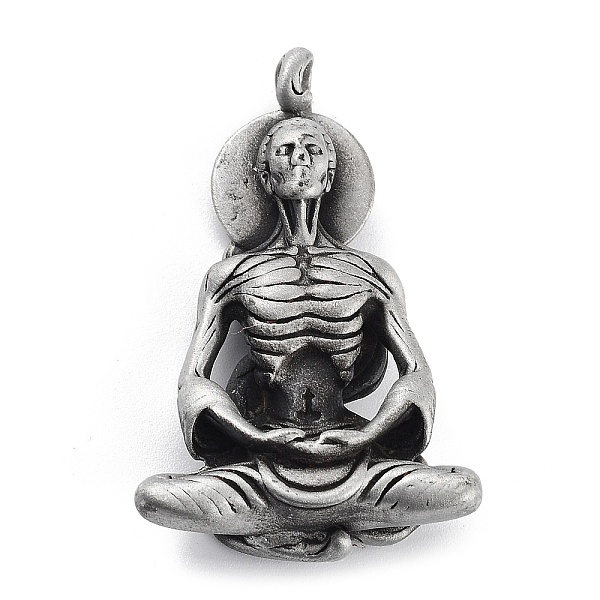 

PandaHall Tibetan Style Alloy Pendant, Frosted, Skeleton, Antique Silver, 47x29x12.5mm, Hole: 4X4.5mm Alloy Skull
