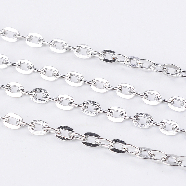 

PandaHall Iron Cable Chains, Unwelded, with Spool, Flat Oval, Cadmium Free & Lead Free, Platinum, 4.1x3x0.5mm, about 328.08 Feet(100m)/roll...