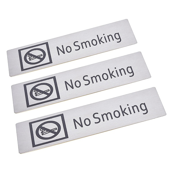 PandaHall 430 Stainless Steel Sign Stickers, with Double Sided Adhesive Tape, for Wall Door Accessories Sign, Rectangle with No Smoking...