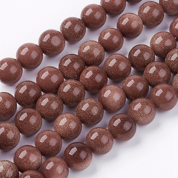 

PandaHall Synthetic Goldstone Bead Strands, Round, 10mm, Hole: 1mm, about 38pcs/strand, 14.9 inch Goldstone Round Brown