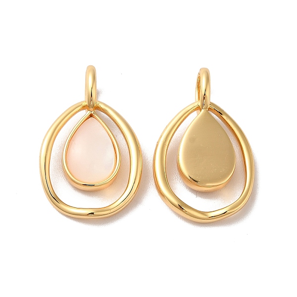 

PandaHall Brass Pendants, with Shell, Teardrop Charms, Golden, 21x13x3~5mm, Hole: 3.4x2.7mm Shell Teardrop