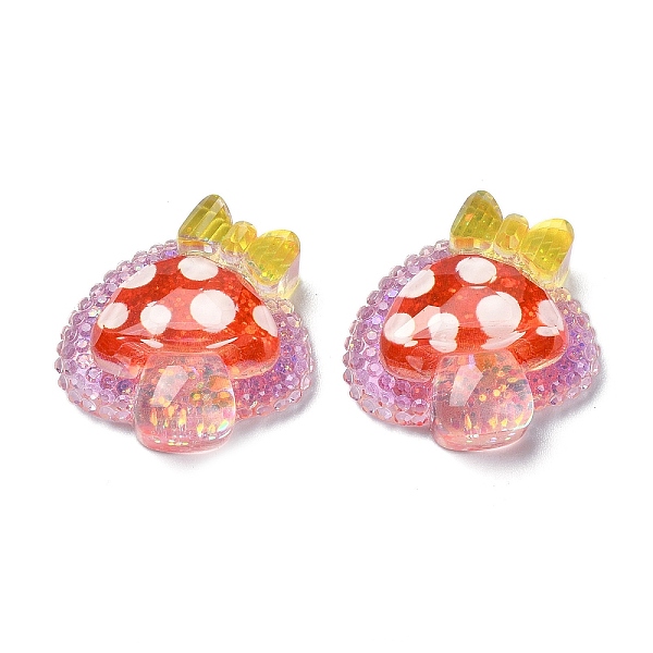 

PandaHall Transparent Epoxy Resin Decoden Cabochons, with Paillettes, Mushroom with Bowknot, 22.5x21x8mm Epoxy Resin Mushroom