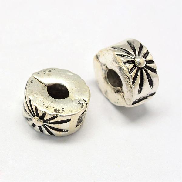 

PandaHall Alloy European Style Clasps, Column with Flower, Antique Silver, 10x5.5mm, Hole: 3.5mm Alloy Column
