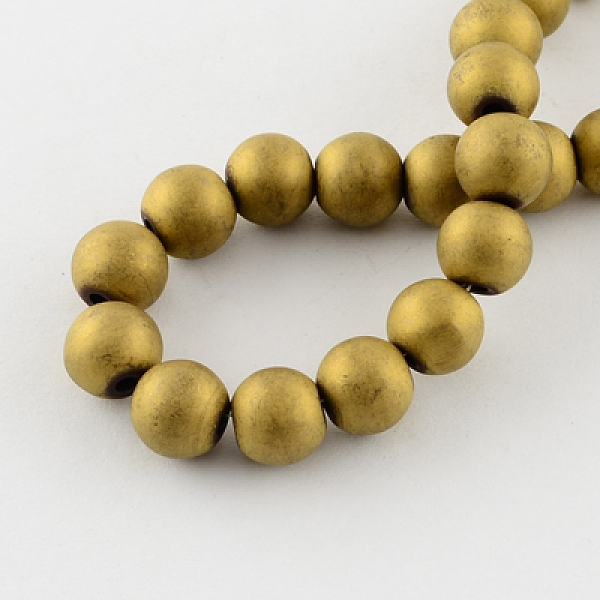 

PandaHall Non-magnetic Synthetic Hematite Beads Strands, Frosted, Grade A, Round Beads for Bracelet Making, Golden Plated, 8mm, Hole: 1.4mm...