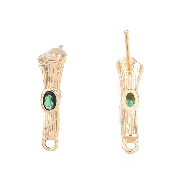 

PandaHall Brass Micro Pave Cubic Zirconia Stud Earring Findings, with Horizontal Loops, Nickel Free, Bamboo Stick, Real 18K Gold Plated..., Green
