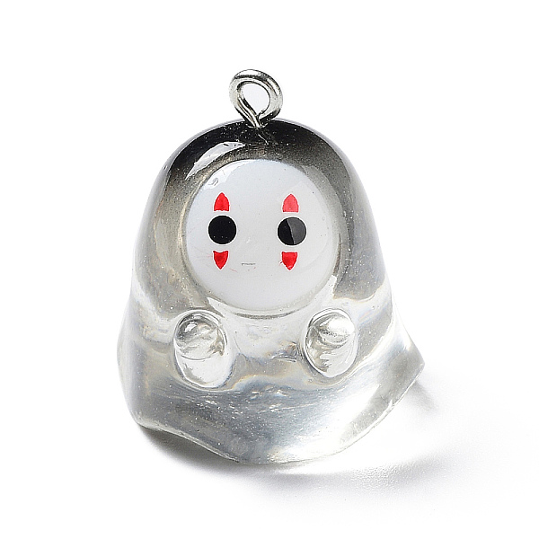 

PandaHall Resin Pendants, Halloween Ghost Charms with Platinum Tone Iron Loops, White, 25x21x22mm, Hole: 2mm Iron+Resin Ghost White