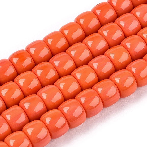 

PandaHall Opaque Glass Beads Strands, Barrel, Coral, 8x6mm, Hole: 1.6mm, about 61~62pcs/strand, 14.84''~15.16''(37.7~38.5cm) Glass Barrel..., Red