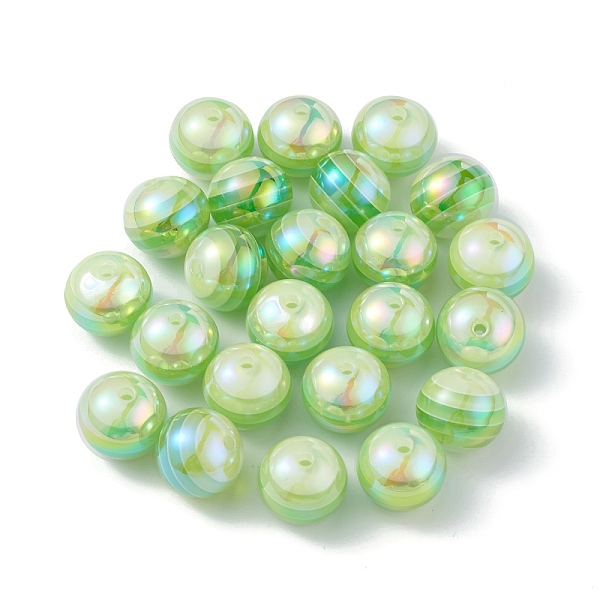 

PandaHall Opaque Acrylic Beads, AB Color, Round with Stripe Pattern, Green, 15.8x14.5mm, Hole: 2.4mm Acrylic Round Green