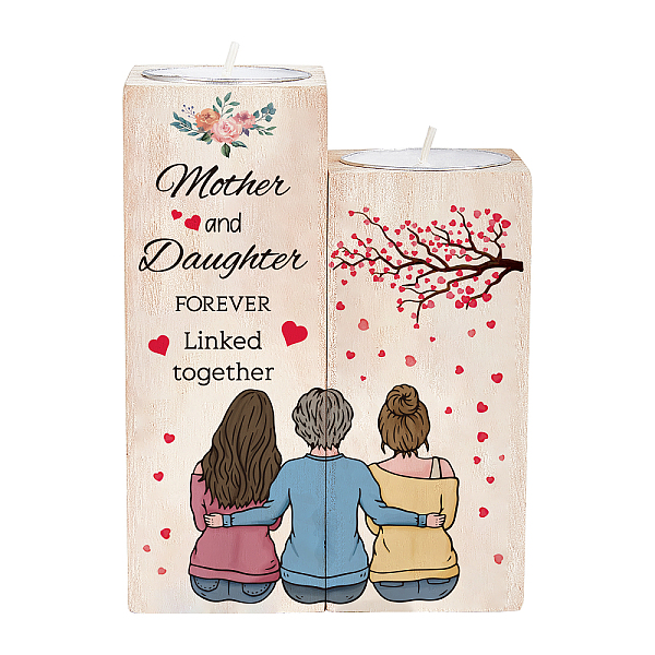 

PandaHall Wooden Candle Holder, for Home Decorations, Rectangle with Word, Human Pattern, 45.1x45.1x101.5~121.5mm, 2pcs/set Wood Human