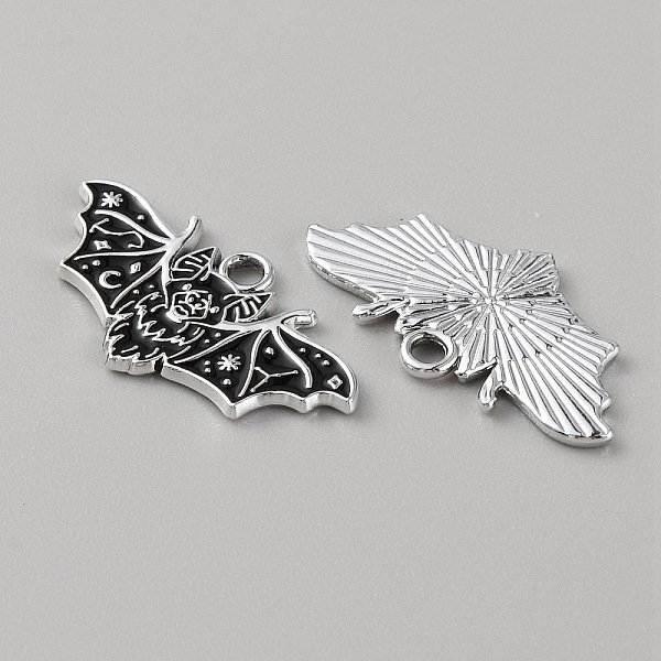 

PandaHall Alloy Enamel Pendants, Bat Charm, Platinum, 13.5x25.5x1mm, Hole: 3mm Alloy+Enamel Bat Black