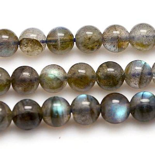PandaHall Natural Labradorite Beads Strands, Grade AA, Round, 10mm, Hole: 1mm, about 39pcs/strand, 15.75 inch Labradorite Round