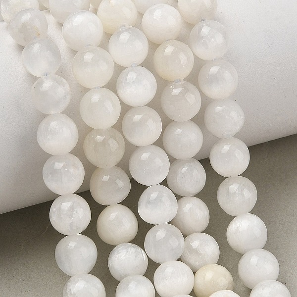 Brins de perles de sélénite naturelles