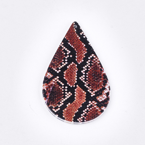 

PandaHall Printed Wooden Big Pendants, Dyed, teardrop, Colorful, 59x36x2.5mm, Hole: 1.5mm Wood Teardrop