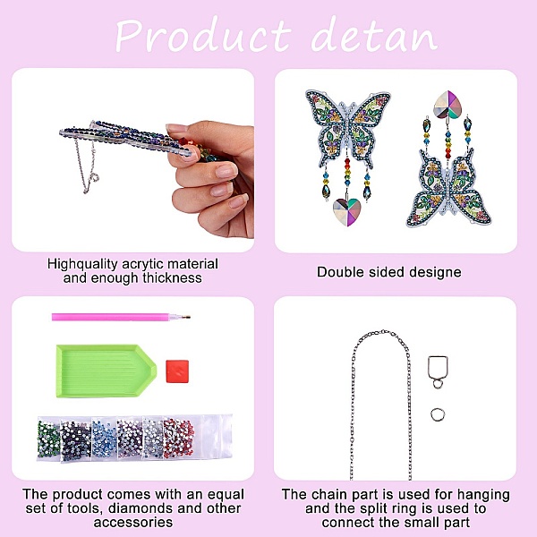 

PandaHall 2 Sets 2 Style DIY Diamond Painting Wind Chime Kits, with Diamond Painting Bag, Rhinestones, Mixed Shape, Mixed Color, 1 set/style..., Multicolor