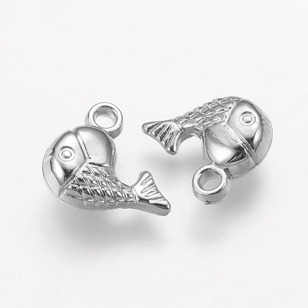 

PandaHall CCB Plastic Pendants, Fish Charms, Platinum, 13x12x5mm, Hole: 2mm Plastic Fish