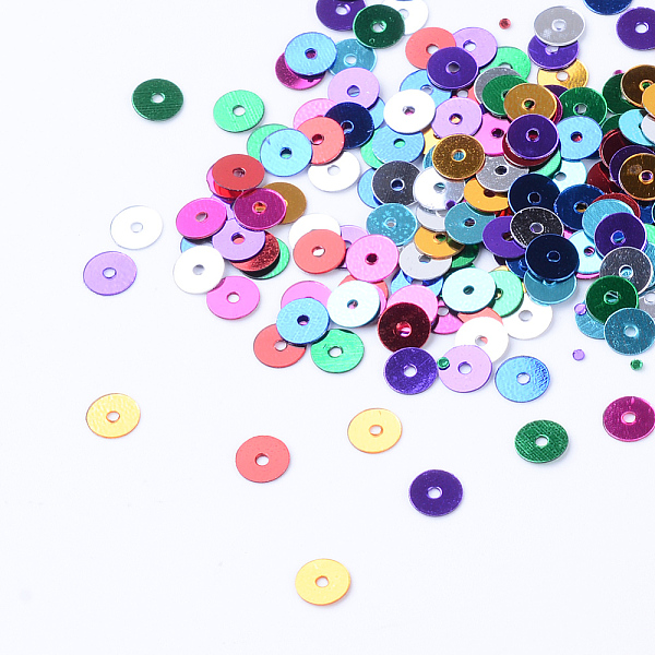 

PandaHall Ornament Accessories Plastic Paillette Beads, Sequins Beads, Disc, Mixed Color, 6x0.2mm, Hole: 1mm, about 3000pcs/50g Plastic Disc..., Multicolor