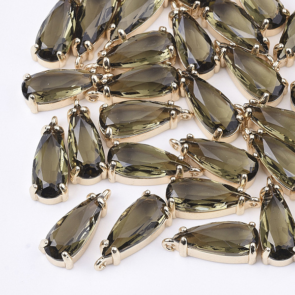 

PandaHall Transparent Glass Pendants, with Brass Findings, Faceted, Teardrop, Light Gold, Olive, 18.5x8.5x6mm, Hole: 1mm Brass+Glass..., Green