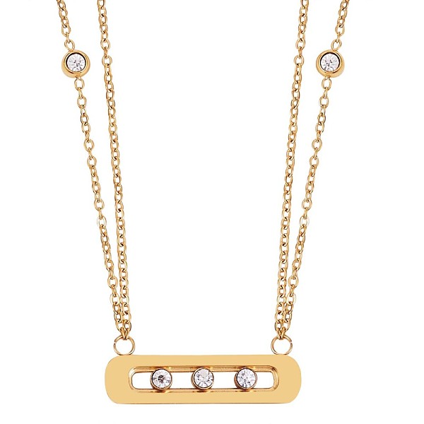

PandaHall 430 Stainless Steel Cubic Zirconia Oval Pendant Necklaces, Jewelry Gift for Women, Golden, 16.14 inch(41cm) 430 Stainless Steel