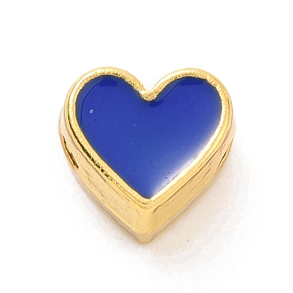 

PandaHall Eco-friendly Rack Plating Brass Enamel Beads, Cadmium Free & Lead Free, Long-Lasting Plated, Real 18K Gold Plated, Heart, Blue...