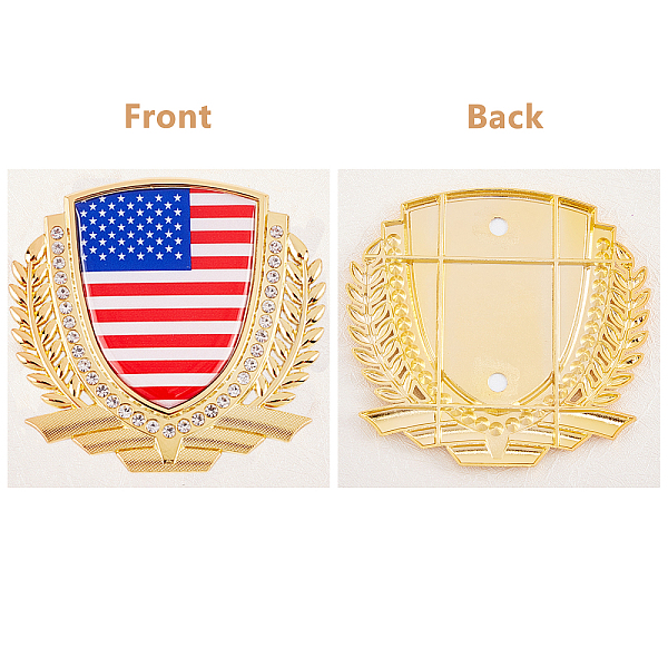 

PandaHall Alloy Enamel Car Stickers, with Rhinestone, DIY Car Decorations, Flag of the United States Pattern, Badge, Platinum & Golden...