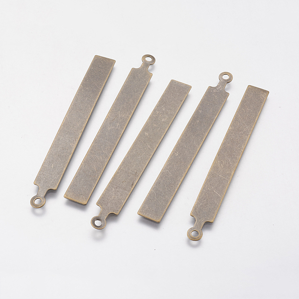 

PandaHall Metal Tags, Brass Stamping Blank Tag Pendants, Rectangle, Antique Bronze, 67x7x0.5mm, Hole: 2mm Brass Rectangle