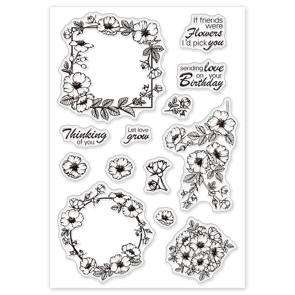 

PandaHall PVC Plastic Stamps, for DIY Scrapbooking, Photo Album Decorative, Cards Making, Stamp Sheets, Flower Pattern, 16x11x0.3cm Plastic...