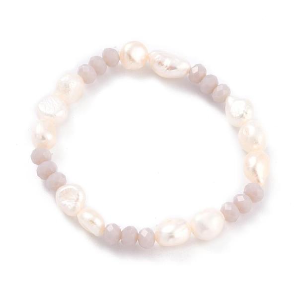 

PandaHall Natural Baroque Pearl Stretch Bracelets, with Faceted Rondelle Glass Beads and Burlap Bags, Gray, 2-1/8 inch~2-1/2 inch...