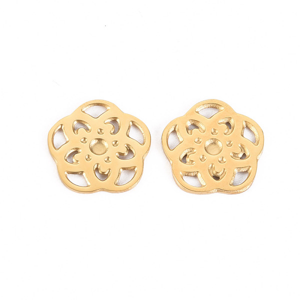 

PandaHall 304 Stainless Steel Filigree Joiners Links, Flower, Real 14K Gold Plated, 10x10.5x1mm 304 Stainless Steel Flower