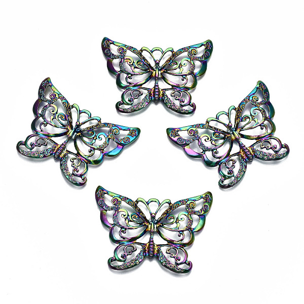 

PandaHall Rainbow Color Alloy Pendants, Cadmium Free & Lead Free, Butterfly, 44x59.5x6.5mm, Hole: 4.5x6mm Alloy Butterfly
