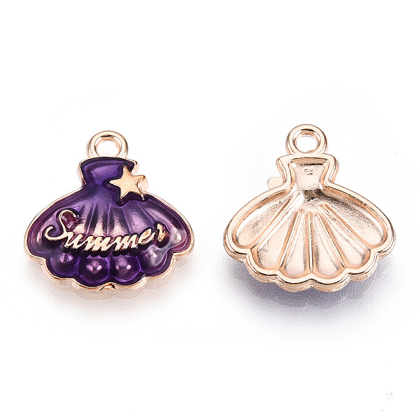 

PandaHall Alloy Enamel Pendants, Light Gold, Shell/Scallop with Star & Word Summer, Indigo, 17.5x16.5x3mm, Hole: 1.6mm Alloy+Enamel Shell..., Purple