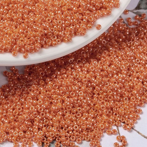 

PandaHall MIYUKI Round Rocailles Beads, Japanese Seed Beads, (RR423) Opaque Light Orange Luster, 15/0, 1.5mm, Hole: 0.7mm, about...