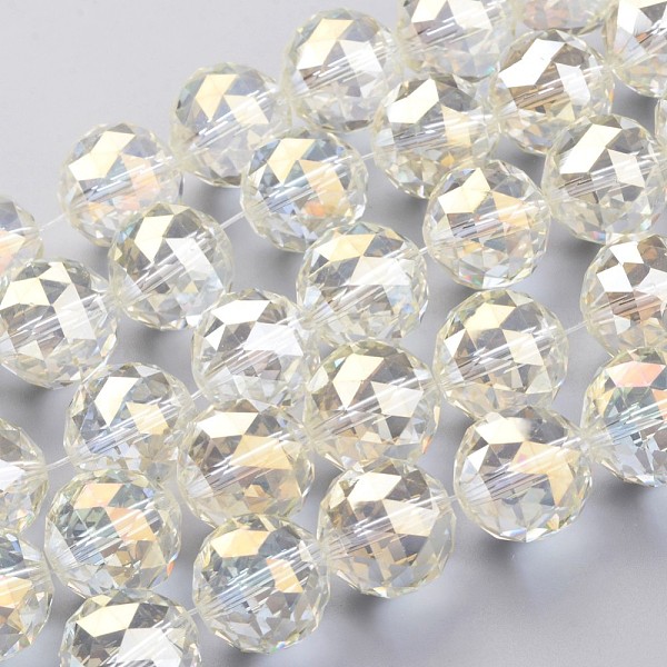 

PandaHall Electroplate Glass Bead Strands, Full Rainbow Plated, Faceted, Round, Light Yellow, 19.5mm, Hole: 2mm, about 12pcs/strand, 8.6...