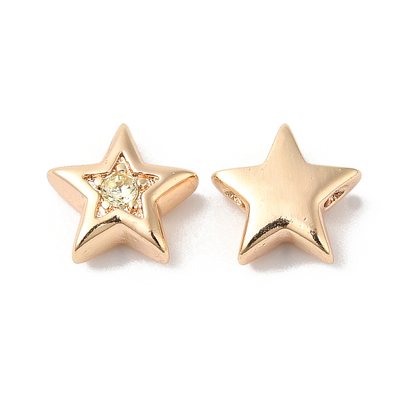 

PandaHall Brass with Cubic Zirconia Beads Beads, Real 18K Gold Plated, Star, Antique White, 7.5x8x3mm, Hole: 1mm Brass+Cubic Zirconia Star