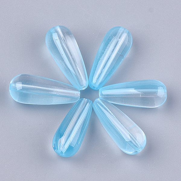 

PandaHall Transparent Spray Painted Glass Beads, teardrop, Light Sky Blue, 19x8mm, Hole: 1.4mm Glass Teardrop Blue