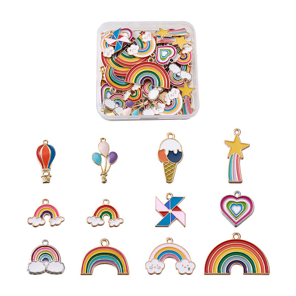 

PandaHall Alloy Enamel Pendants, Mixed Shapes, Mixed Color, 48pcs/box Alloy+Enamel Mixed Shapes Multicolor