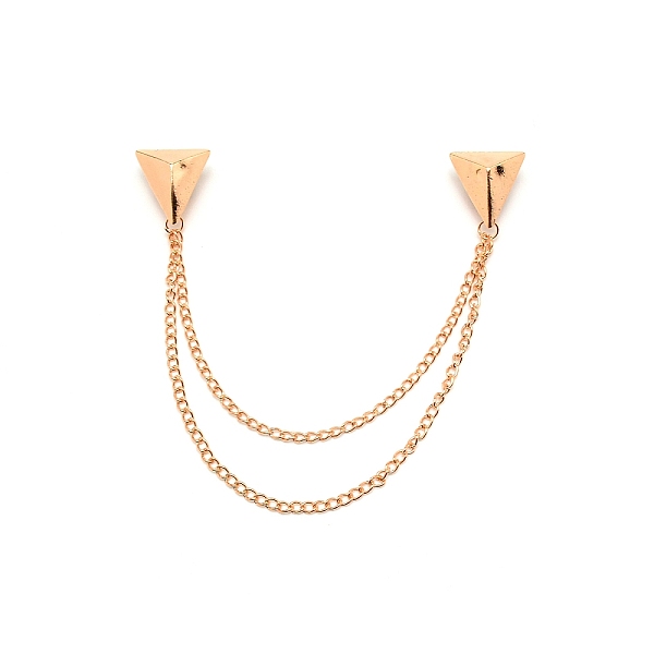 

PandaHall Double Triangle with Safaty Chain Hanging Sweater Brooch Pin, Brass Cardigan Collar Clips for Men Women, Light Gold, 185mm, Pin...